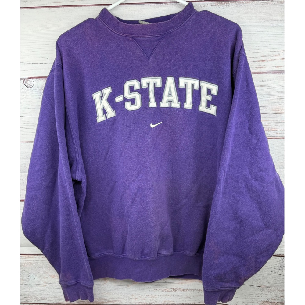 Vintage Nike‎ Team K-State Wildcats Sweatshirt Purple Crewneck Small Spellout